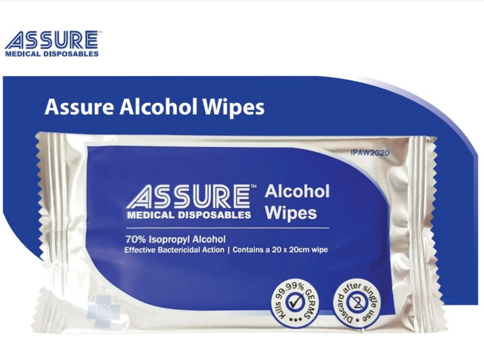 ASSURE Alcohol Wipes in Box (20cm x 20cm) 50 pcs/box