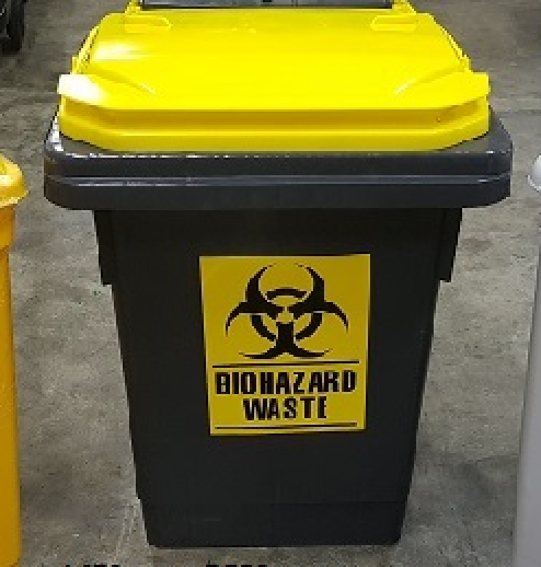 Biohazard Waste Disposal Bin 60 Litre Comes with Wheels & Logo