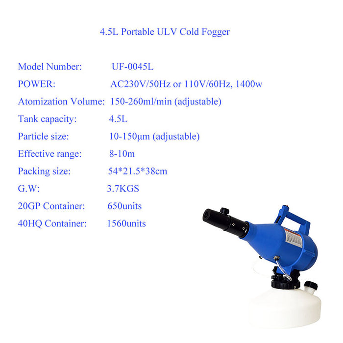 Disinfectant Spray Machine 4.5L + Free Disinfectant Chemical 5L